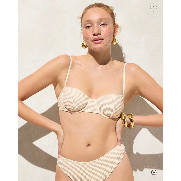 NWT J. Crew 2025 34D Crochet Balconette Underwire Bikini Top Antique White - Picture 1 of 11